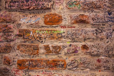 Verona, İtalya - 21 Haziran 2018: Duvar Romeo's House (Casa di Romeo) Verona yakınındaki aşkın
