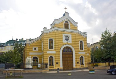 Kiev, Ukrayna - 4 Eylül 2018: Alman Protestan Lutheran Kilisesi, St. Catherine Kiev içinde