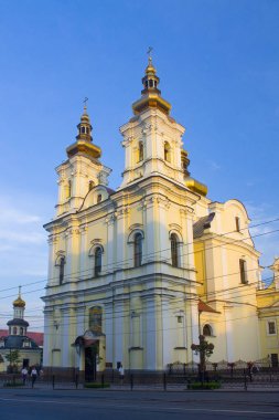 Vinnitsa, Ukrayna - 4 Ağustos 2018: Kutsal başkalaşım katedralde Vinnitsa
