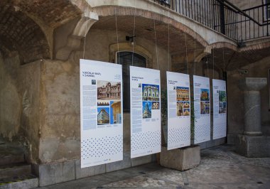 Slovenya, Ljubljana - 19 Haziran 2018: Courtyard City hall eski şehir Ljubljana, Slovenya