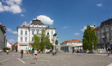 Slovenia, Ljubljana - June 19, 2018: Preseren square in Ljubljana, capital of Slovenia clipart