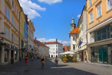 Slovenya, Ljubljana - 19 Haziran 2018: Street Ljubljana eski şehir