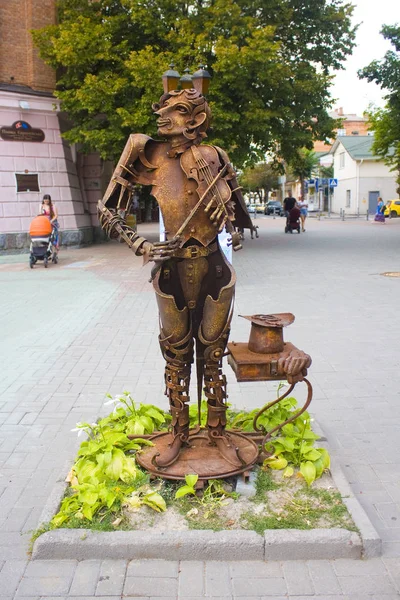 Vinnitsa Ukraine Août 2018 Sculpture Métallique Sur Place Européenne Vinnitsa — Photo