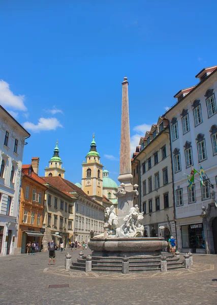 Slovenië Ljubljana Juni 2018 Fragment Van Drie Krainer Rivieren Fontein — Stockfoto