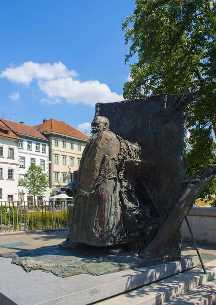Slovenien Ljubljana Juni 2018 Brons Skulptur Ljubljana — Stockfoto