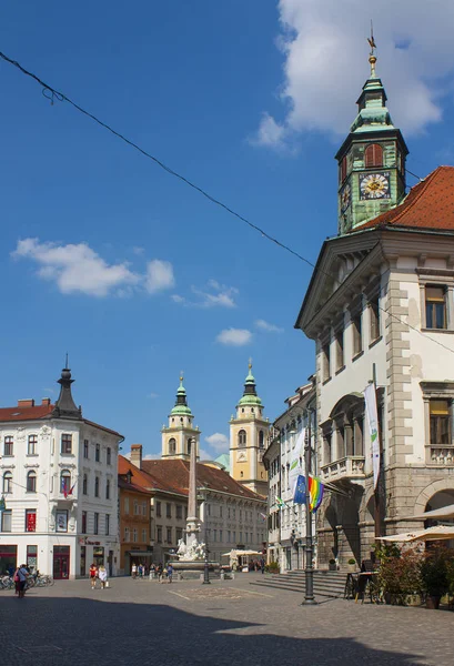 Словенія Любляна Червня 2018 Вид Старовинної Площі Старого Міста Любляна — стокове фото