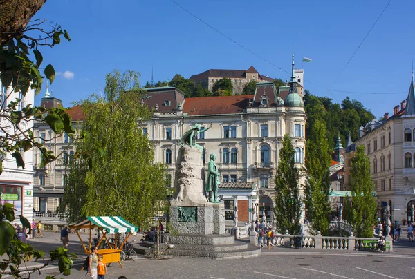 Eslovênia Liubliana Junho 2018 Praça Preseren Liubliana Capital Eslovênia — Fotografia de Stock