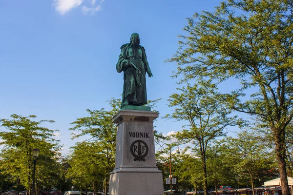 Eslovênia Liubliana Junho 2018 Monumento Vodnik Liubliana — Fotografia de Stock