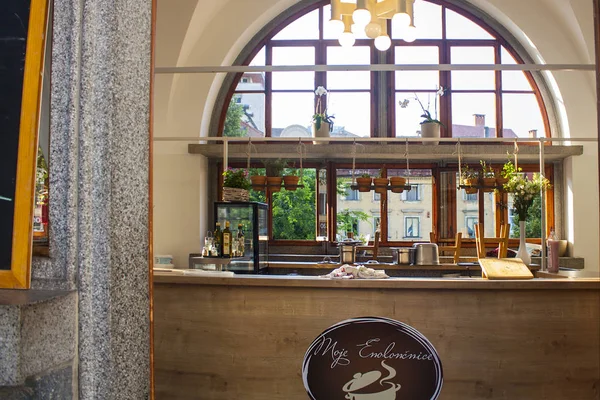 Eslovênia Liubliana Junho 2018 Interior Café Mercado Central Liubliana — Fotografia de Stock