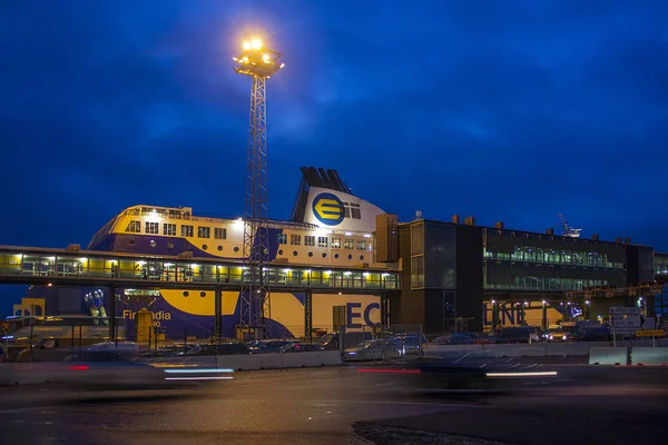 Helsinki Finnland Januar 2018 Die Fähre Liegt Liegeplatz Hafen Von — Stockfoto