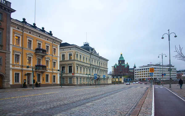 Helsinki Finlandia Gennaio 2018 Strade Centrali Vicino Alla Piazza Del — Foto Stock