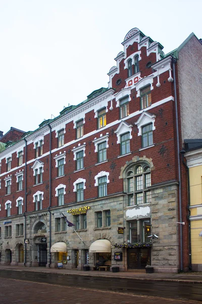 Helsinek Stycznia 2018 Ulice Centrum Pobliżu Rynku Głównego Helsinkach — Zdjęcie stockowe