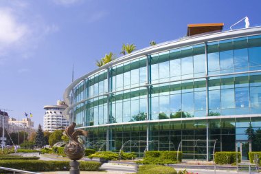 Kiev, Ukrayna - 1 Ağustos 2018: Modern iş merkezi Kiev Pechersk İlçesi'nde