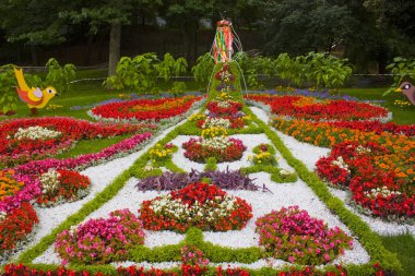 Kiev, Ukrayna - 4 Eylül 2018: Çiçek sergisi Spivoche Kutbu'ndaki Kiev, Ukrayna