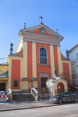 Varşova, Polonya - 24 Şubat 2018: Capuchin Friars kilise Varşova