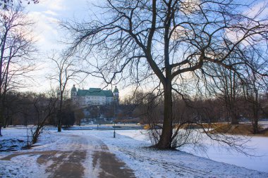 Ujazdowski Palace, Varşova, Polonya kış Łazienki Park