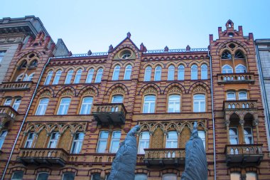 Warsaw, Polonya - 24 Şubat 2018: Varşova, Polonya eski şehir güzel ev parçası