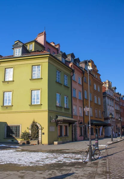 Varsovie Pologne Février 2018 Maisons Colorées Sur Place Château Dans — Photo
