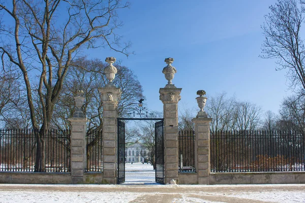 Entarnce Jardín Estilo Francés Estilo Barroco Palacio Krasinski Invierno Varsovia — Foto de Stock