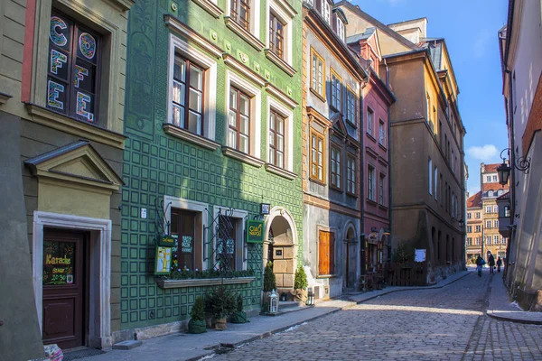 Varsovie Pologne Février 2018 Maisons Colorées Dans Vieille Ville Varsovie — Photo