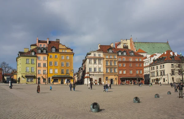 Warsaw Poland February 2018 Colorful Houses Castle Square Old Town — Stock Photo, Image