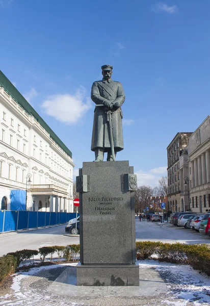 Warsaw Polen Februari 2018 Monument Voor Jzef Pilsudski Warschau — Stockfoto