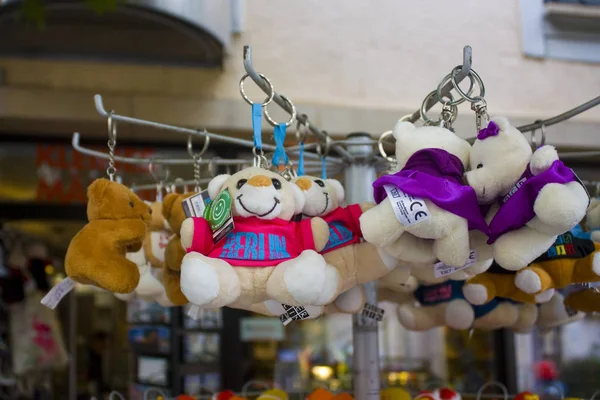 Berlín Alemania Septiembre 2018 Osos Peluche Símbolo Berlín Tienda Recuerdos — Foto de Stock