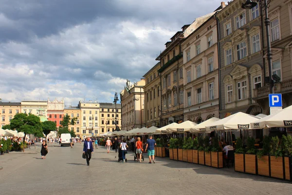 Krakow Polónia Junho 2016 Rua Cidade Velha Cracóvia — Fotografia de Stock