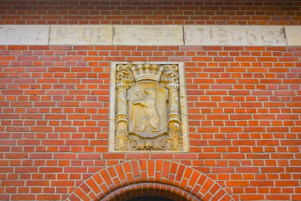 Berlín Alemania Septiembre 2018 Fragmento Del Antiguo Edificio Con Oso — Foto de Stock