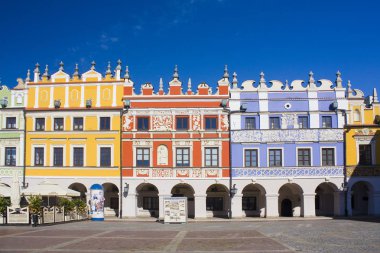 Zamosc, Polonya - 16 Ekim 2018: Zengin Zamosc Ermeni tüccarların evleri dekore