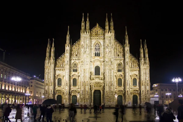 Itália Milão Novembro 2018 Vista Noturna Catedral Milão Duomo Milano — Fotografia de Stock