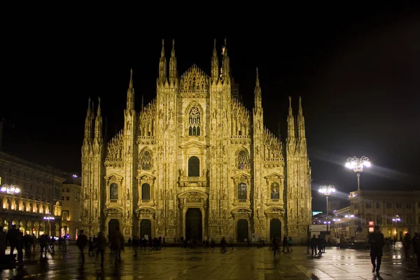 Itália Milão Novembro 2018 Vista Noturna Catedral Milão Duomo Milano — Fotografia de Stock