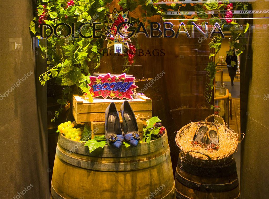 ITALY, MILAN - November 1, 2018: Showcase of Dolce Gabbana store at Montenapoleone area in Milan