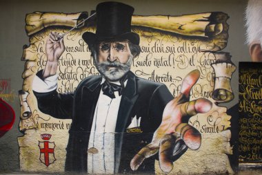 Ünlü İtalyan besteci Giuseppe Verdi Milano ile grafiti