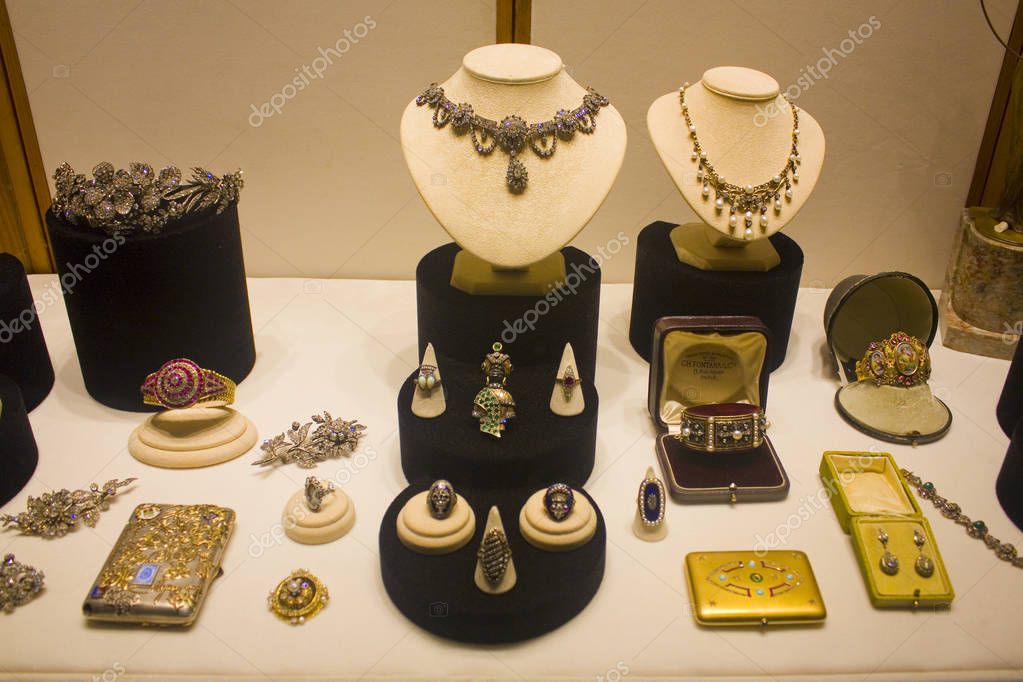 ITALY, MILAN - November 1, 2018: Showcase Jewelry Shop in Milan