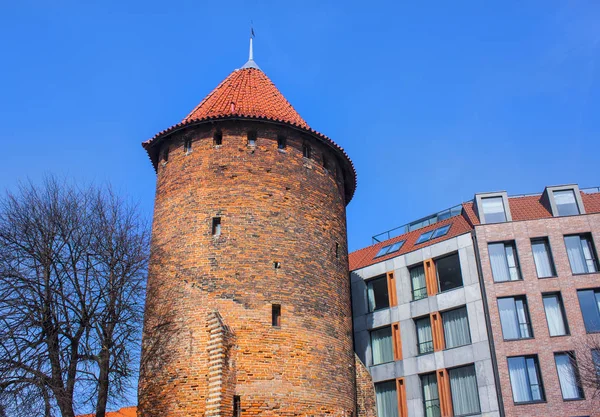Gdansk Poland April 2018 Swan Tower Old Town Gdansk Poland — Stock Photo, Image