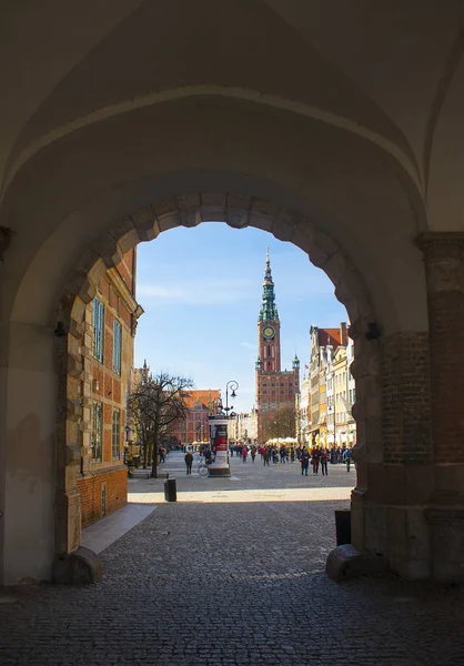 Gdansk Polonya Nisan 2018 Ana Belediye Yeşil Kapıdan Gdansk Görülen — Stok fotoğraf