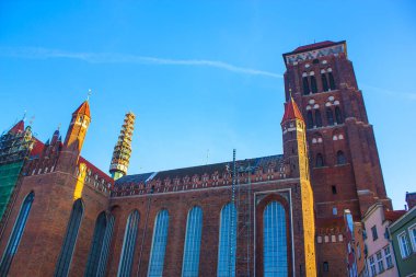 Gdansk, Polonya - 8 Nisan 2018: St. Mary Katedrali Gdansk eski şehir