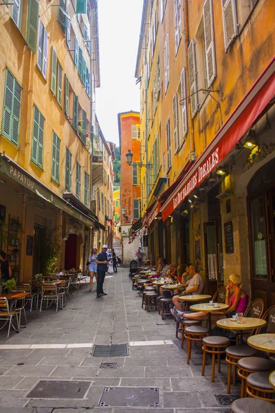 Ницца Франция Июня 2018 Года Открытое Французское Кафе Старом Городе — стоковое фото