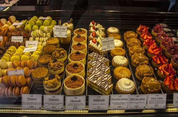 Niza Francia Junio 2018 Pasteles Franceses Escaparate Cafetería Niza Francia —  Fotos de Stock