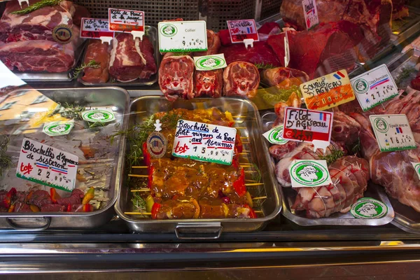 Niza Francia Junio 2018 Carne Una Carnicería Niza Francia —  Fotos de Stock