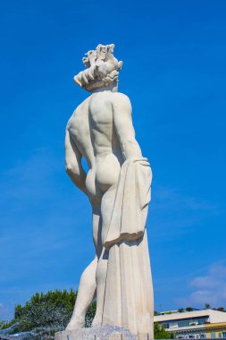 Nice, Fransa - 23 Haziran 2018: Apollo heykelin üzerine Nice da Massena square
