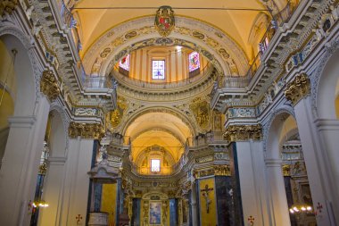 Nice, Fransa - 23 Haziran 2018: İç in Cathedrale Sainte Reparate ünlü Rossetti Meydanı Nice, Fransız Rivierası'nda