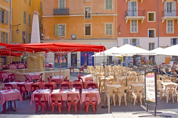 Nicea Francja Czerwca 2018 Francuski Kawiarnia Świeżym Powietrzu Stare Miasto — Zdjęcie stockowe