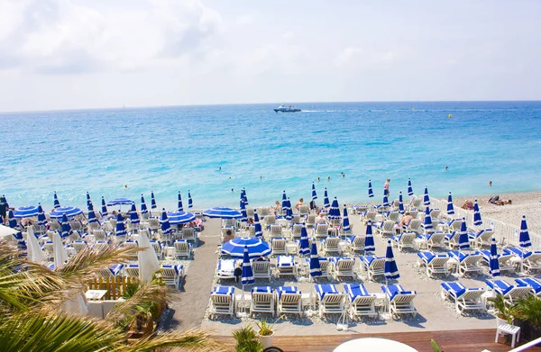 Nice França Junho 2018 Banhos Sol Praia Nice — Fotografia de Stock