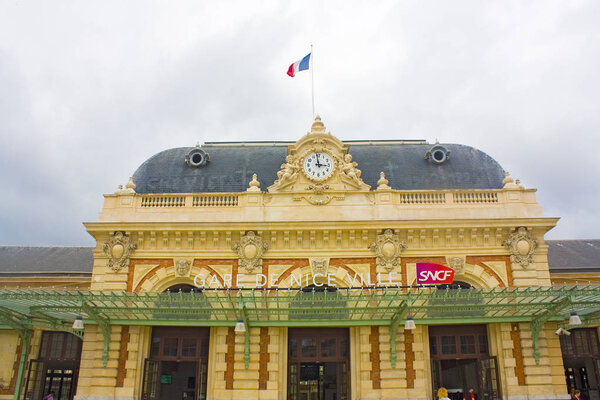 Nice, France - June 23, 2018: Gare de Nice - Ville is main railway station in Nice, completed in 1867 by architect Louis Bouchot and served by intercity and high speed TGV trains