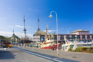 Genoa, İtalya - Jule 25, 2018: Eski liman Cenova