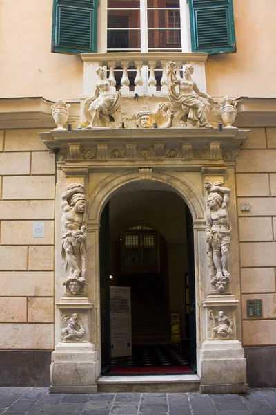 Genoa Italy Jule 2018 Beautiful Architectural Detail Entrance Door Ancient — Stock Photo, Image