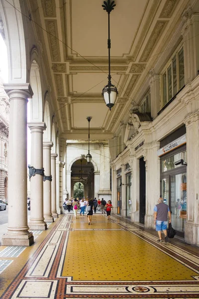 Genoa Italy Jule 2018 Arched Gallery Palazzo Della Borsa Piazza — Stock Photo, Image