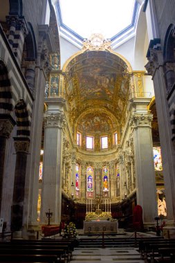 Genoa, İtalya - Jule 25, 2018: İç Saint Lawrence (Lorenzo) Katedrali Cenova